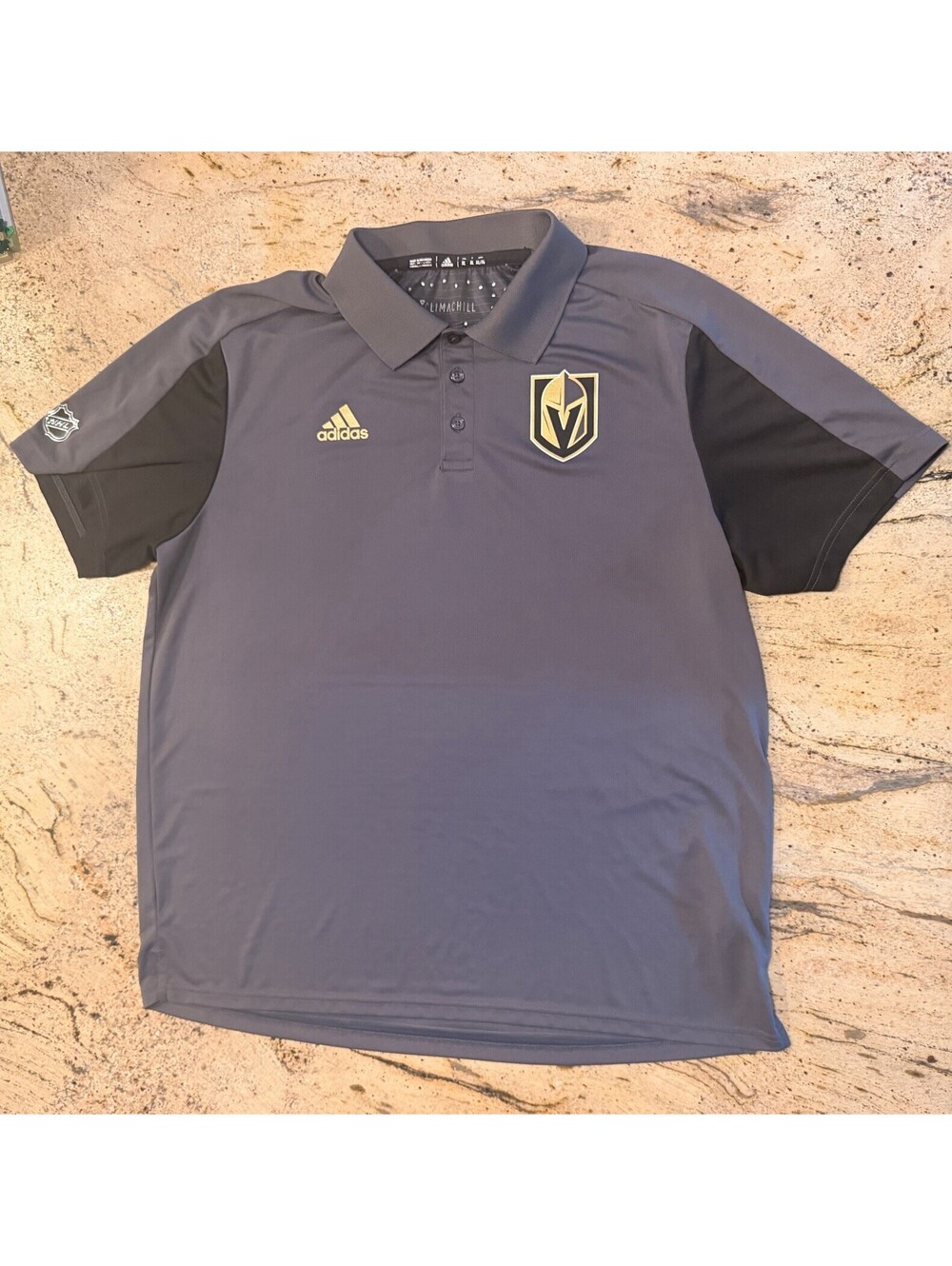 Las Vegas Golden Knights Mens XL Gray Polo Adidas Climachill Tech Shirt - Picture 2 of 10